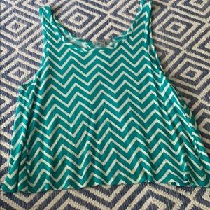 Cute teal and white crop top with open back